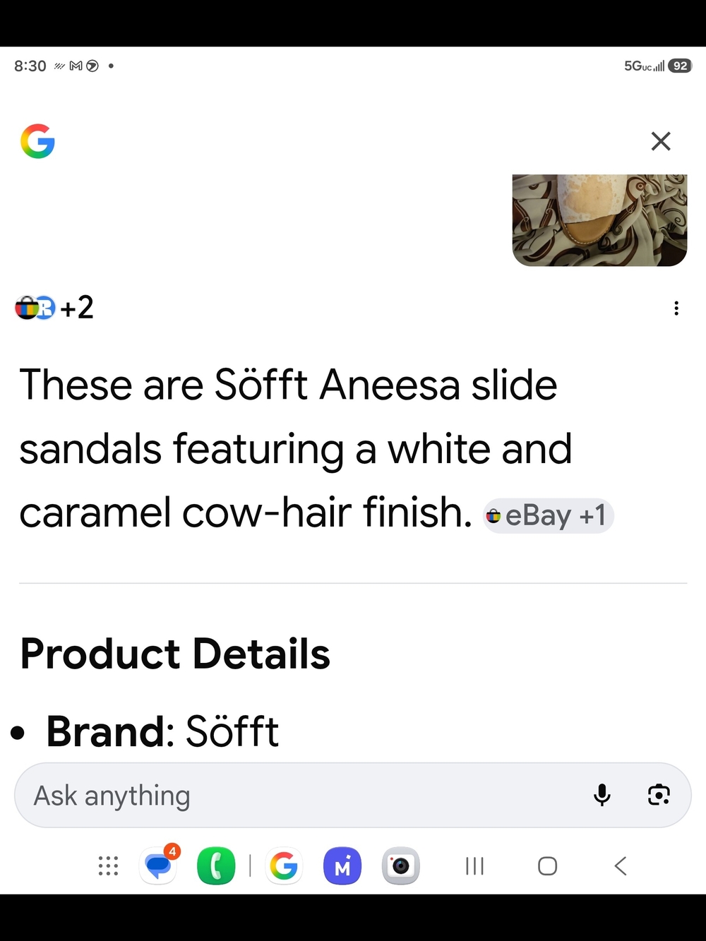 Sofft Aneesa Hair on cow hide Leather Sandals Size 11 - Picture 6 of 6